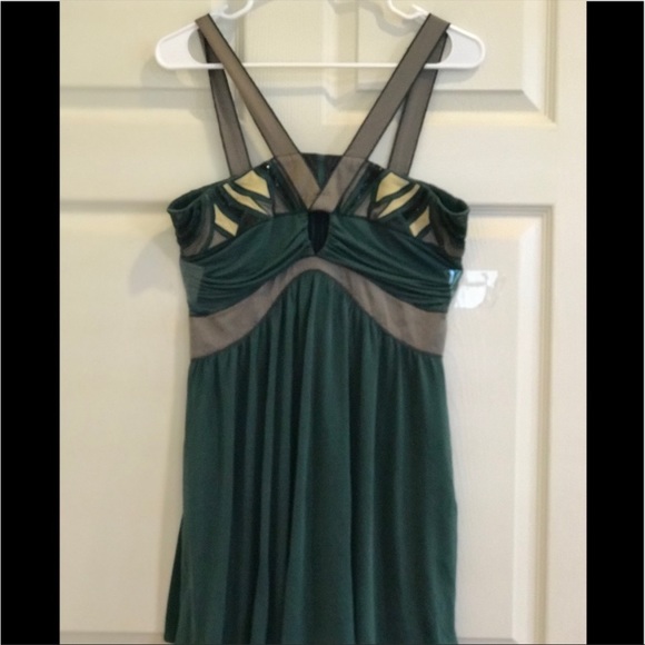 MARCIANO dark green SILK dress - Picture 4 of 9